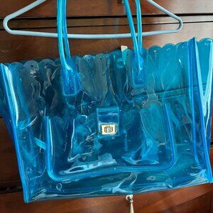 Juicy Couture Large Beach Tote Bag -  Clear Blue Aqua - 16¨ x 13¨ x 3.5¨.